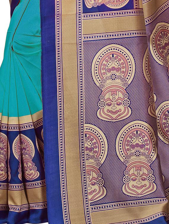 kalamkari printed border saree with blouse - 15620761 - Zoom Image - 3