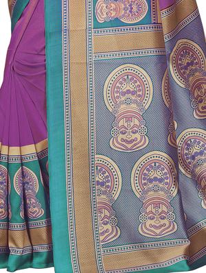 kalamkari printed border saree with blouse - 15620763 - Standard Image - 3