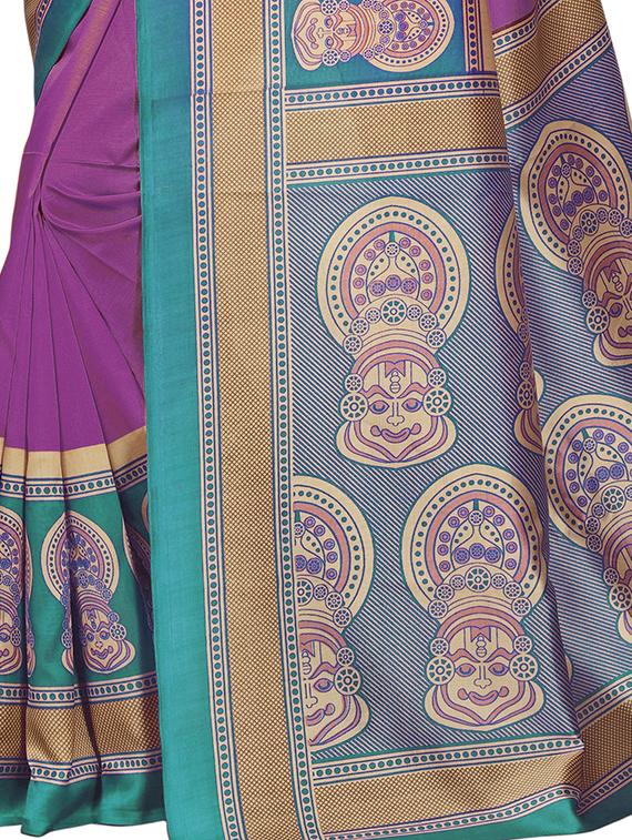 kalamkari printed border saree with blouse - 15620763 - Zoom Image - 3