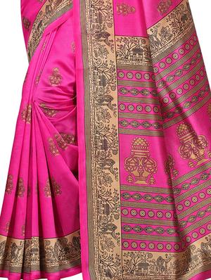 conversational printed saree with blouse - 15620768 - Standard Image - 3