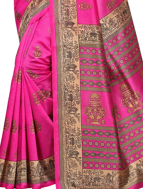 conversational printed saree with blouse - 15620768 - Zoom Image - 3