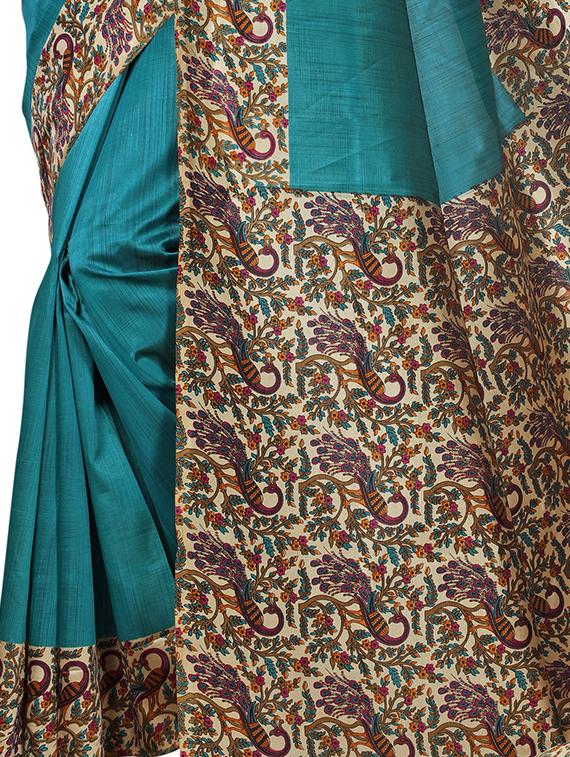 kalamkari printed border saree with blouse - 15620773 - Zoom Image - 3