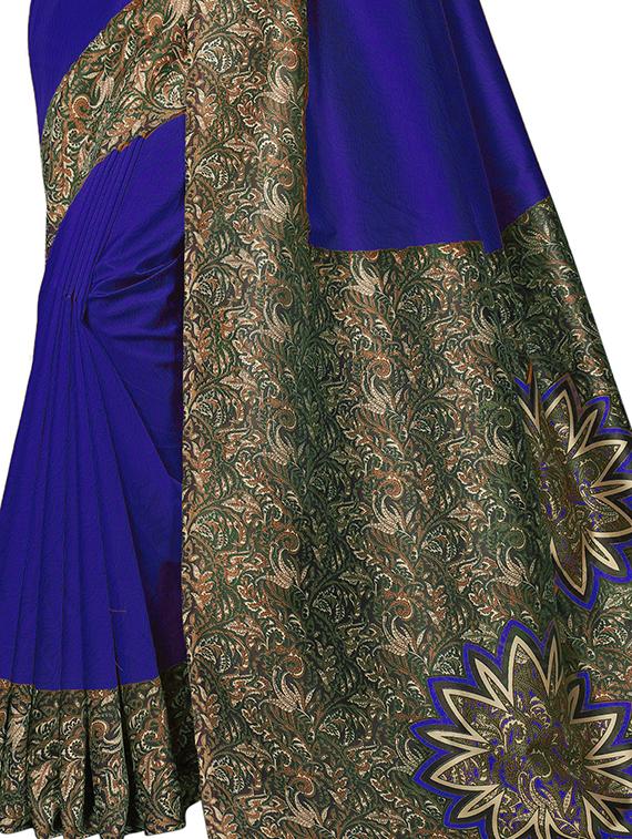 kalamkari printed border saree with blouse - 15620781 - Zoom Image - 3