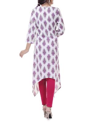 Printed asymmetric kurta - 15620814 - Standard Image - 3