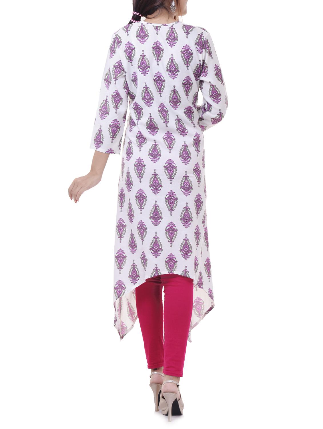Printed asymmetric kurta - 15620814 - Zoom Image - 3