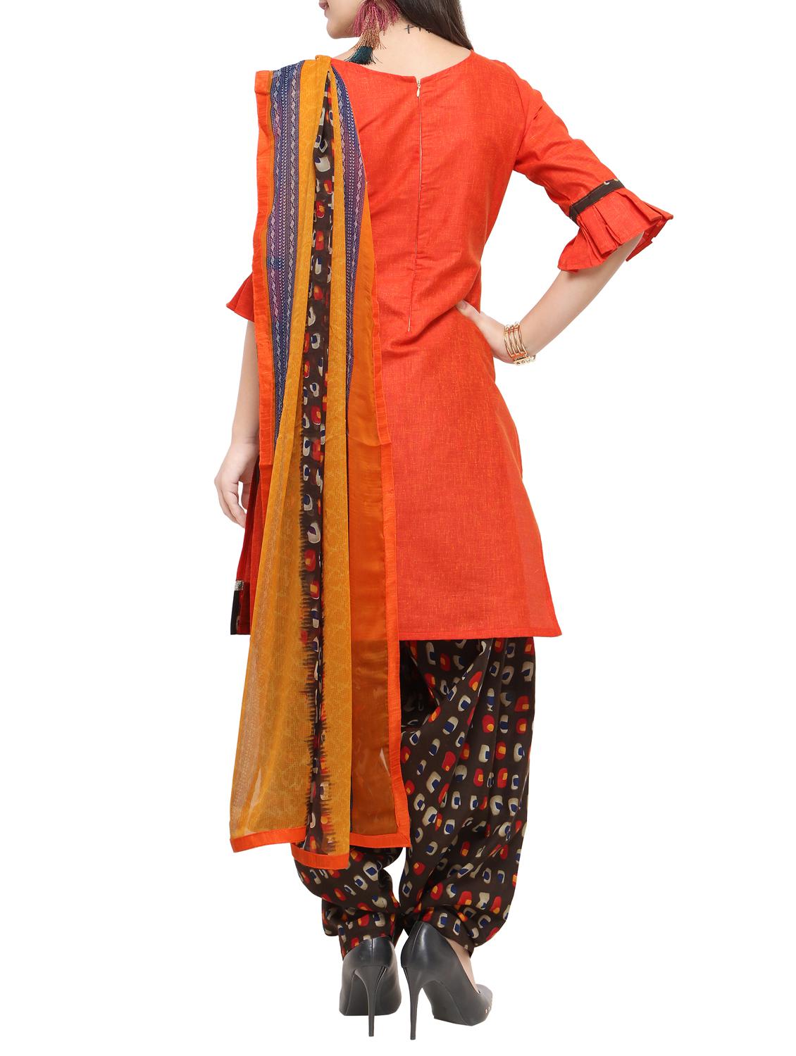 Printed unstitched salwar suit - 15620819 - Zoom Image - 3