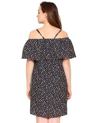 overlay ditsy floral a-line dress - 15620828 - Standard Image - 3