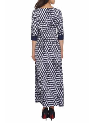 Indigo a-line panel kurta - 15620842 - Standard Image - 3