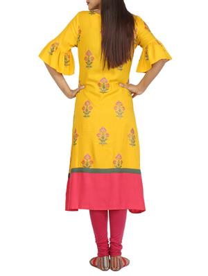 Printed hem attach a-line kurta - 15620843 - Standard Image - 3