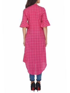 Checkered high-low kurta - 15620851 - Standard Image - 3