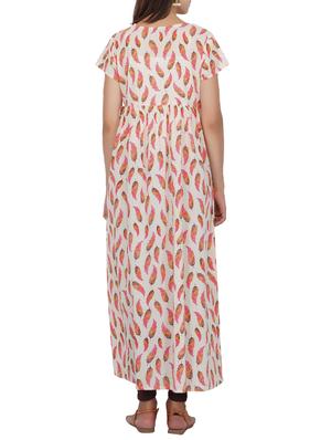 Flared slit printed draw code kurta - 15620854 - Standard Image - 3