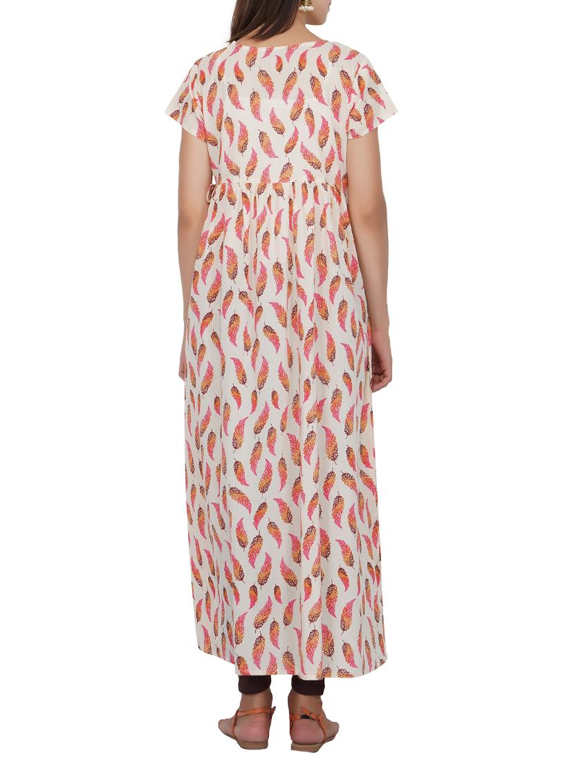 Flared slit printed draw code kurta - 15620854 - Zoom Image - 3