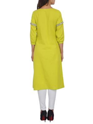 Lemon a-line stripes yoke kurta - 15620858 - Standard Image - 3