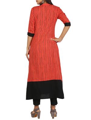 Stripes hem attach a-line kurta - 15620860 - Standard Image - 3