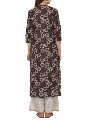 Printed slit straight kurta - 15620864 - Standard Image - 3