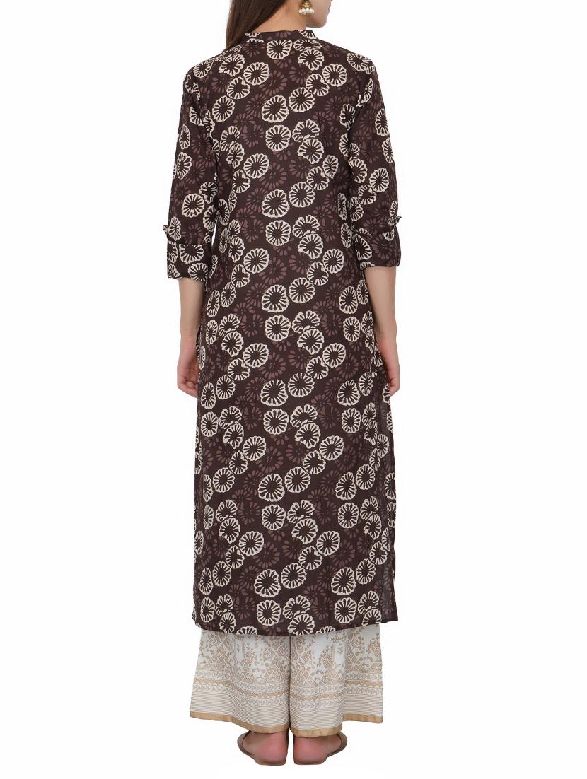 Printed slit straight kurta - 15620864 - Zoom Image - 3