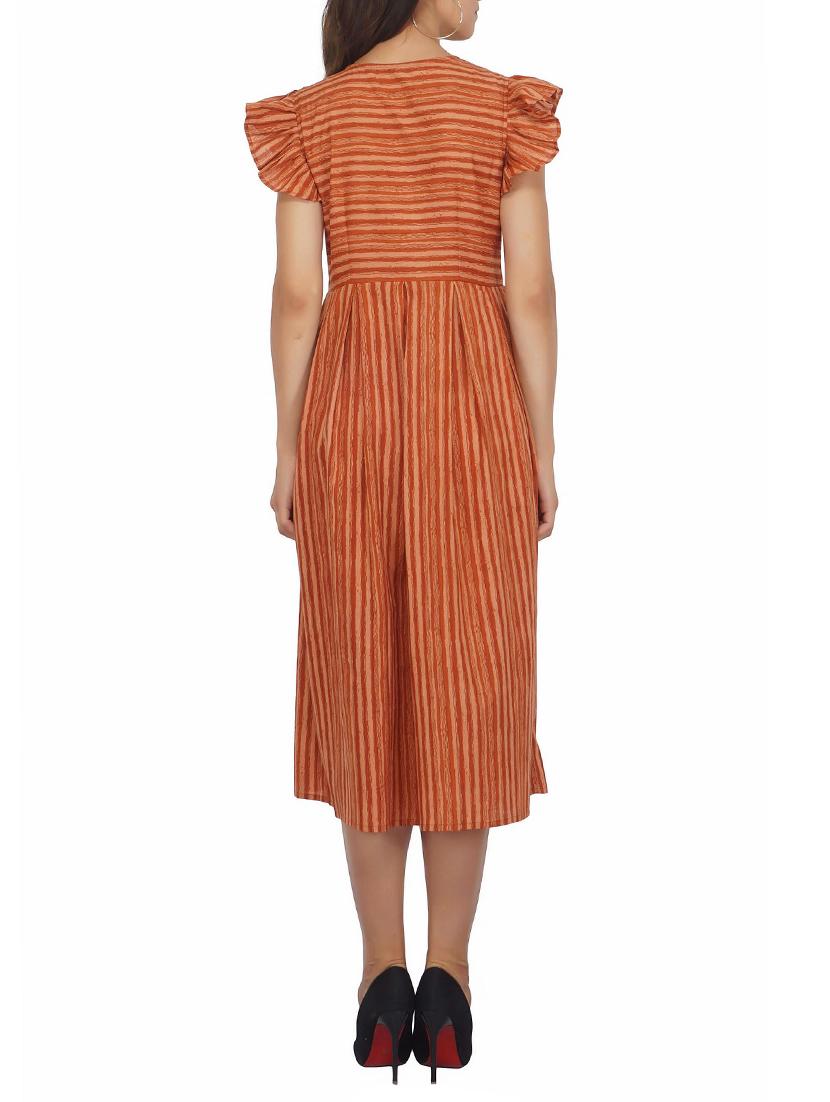 gathered sleeved fit and flare dress - 15620873 - Zoom Image - 3