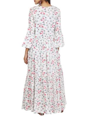 frilled detail gathered waist maxi dress - 15620876 - Standard Image - 3
