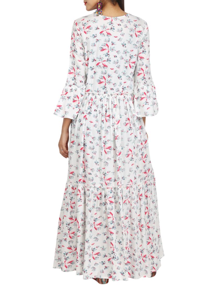 frilled detail gathered waist maxi dress - 15620876 - Zoom Image - 3