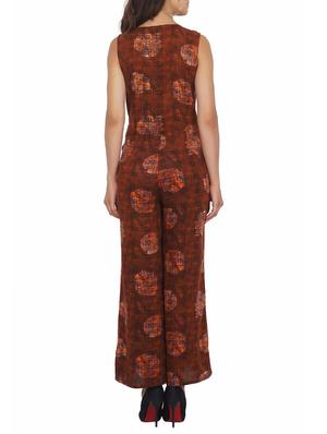 button detail full length jumpsuit - 15620883 - Standard Image - 3
