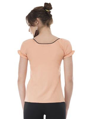contrast piping tassel tie neck top - 15621032 - Standard Image - 3
