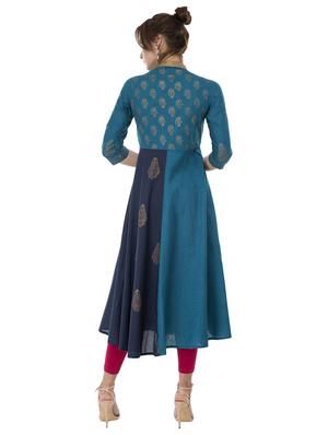 A-line foil print kurta - 15621076 - Standard Image - 3