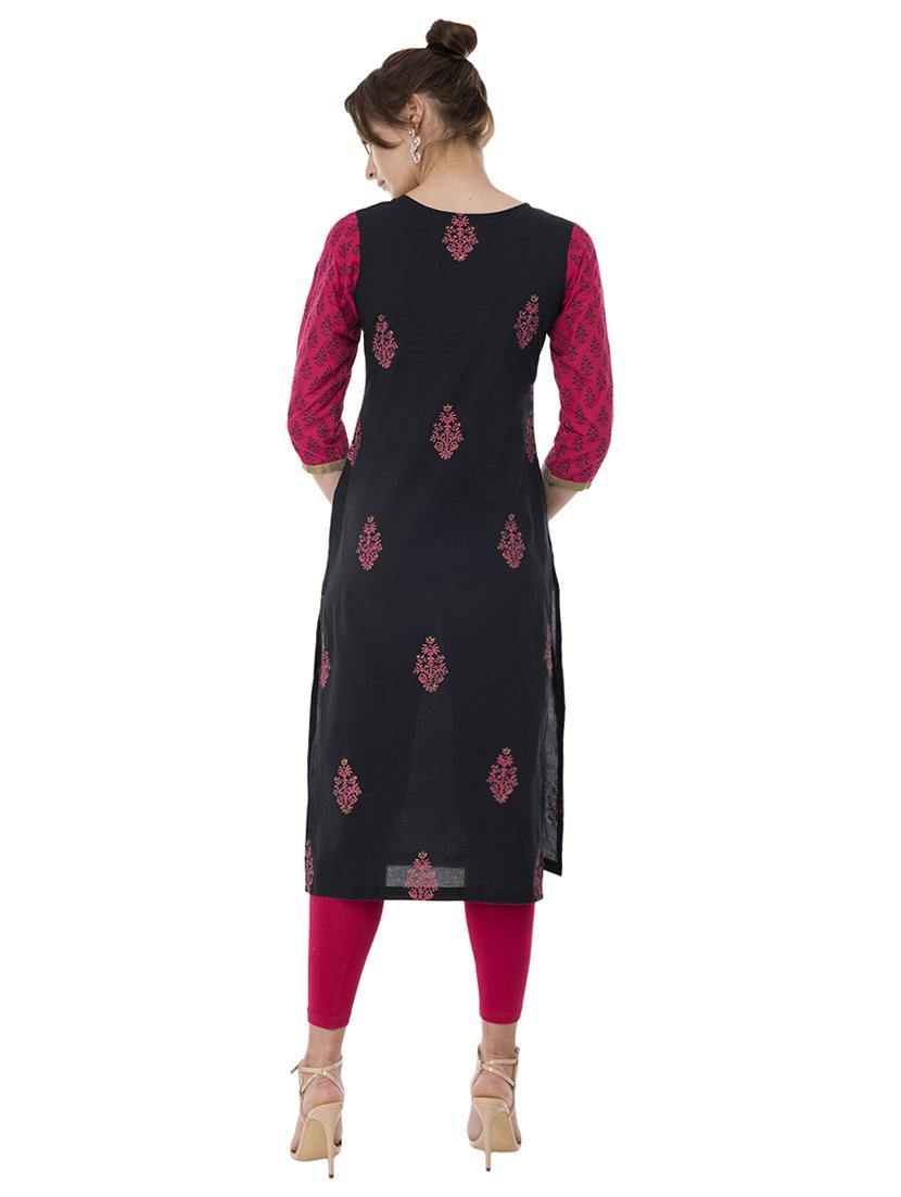 Block print straight kurta - 15621080 - Zoom Image - 3