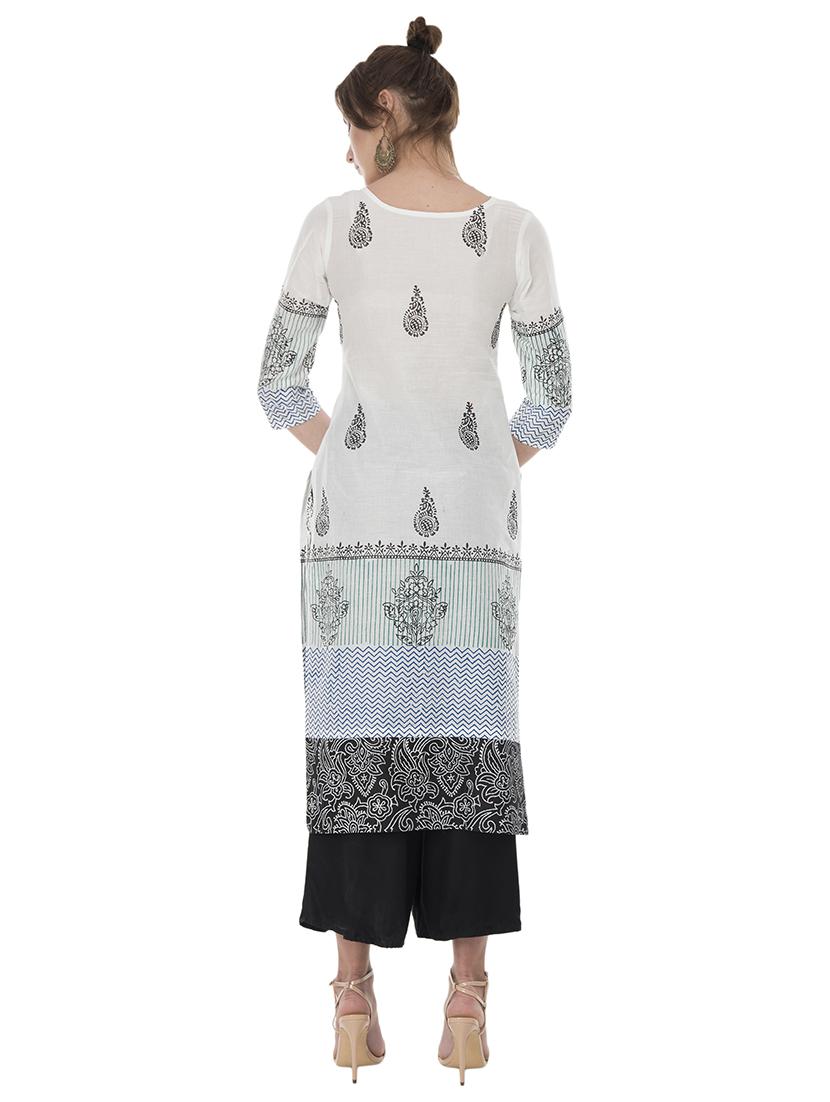 Block print straight kurta - 15621081 - Zoom Image - 3