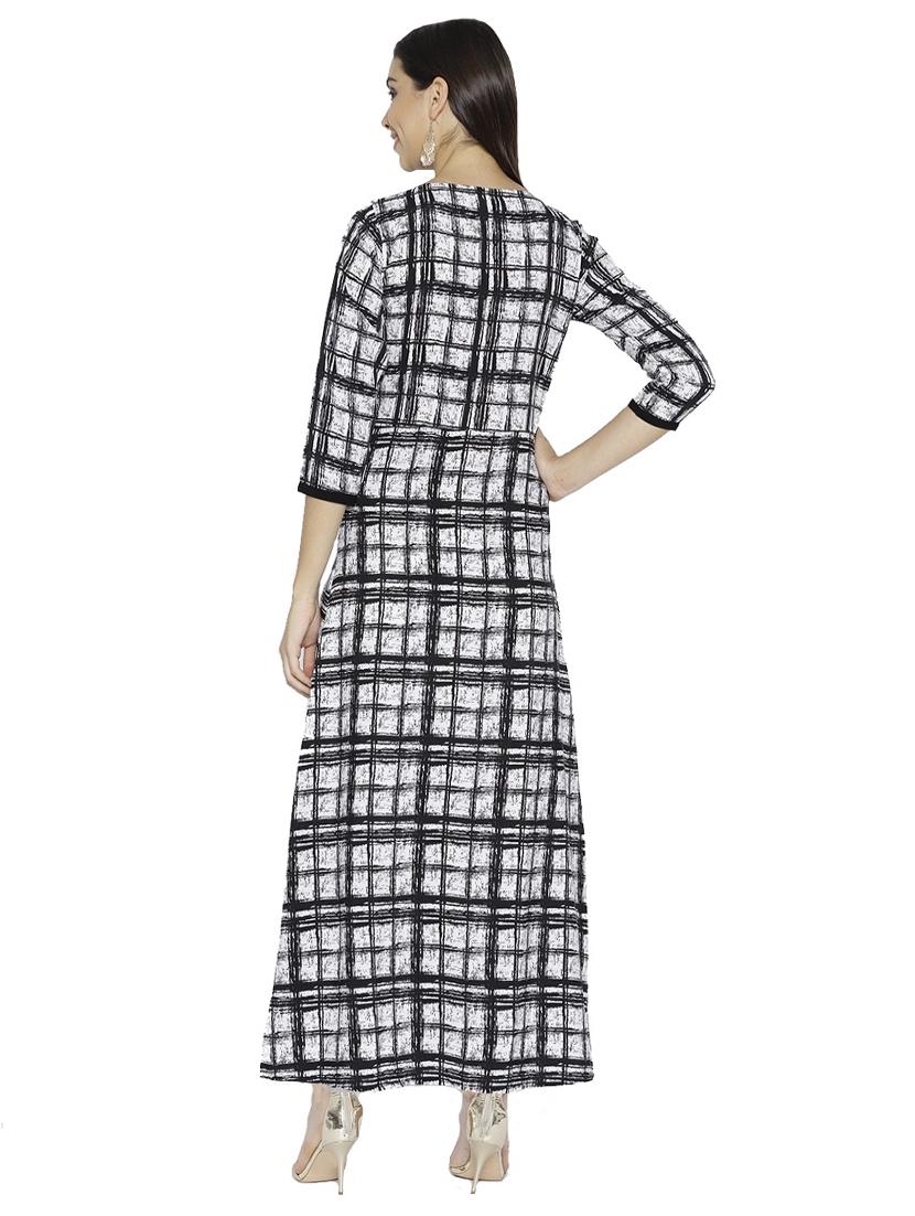 Monochrome slit checkered kurta - 15621084 - Zoom Image - 3