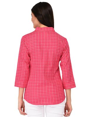 mandarin neck checkered shirt - 15621202 - Standard Image - 3