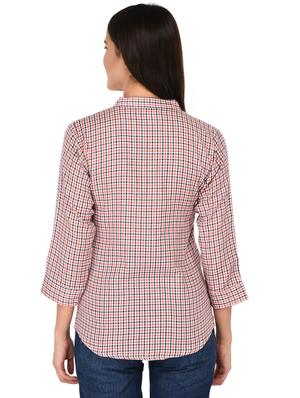 mandarin neck shepherd checks shirt - 15621203 - Standard Image - 3