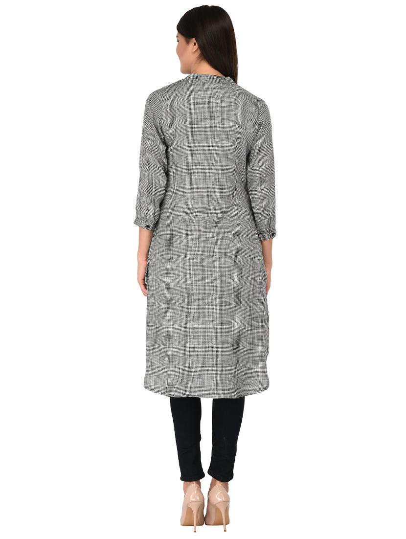 button detail glen plaid tunic - 15621204 - Zoom Image - 3