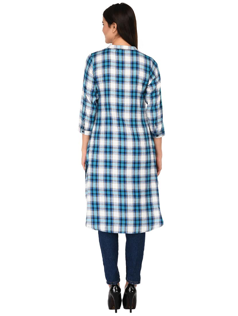 button detail glen plaid tunic - 15621206 - Zoom Image - 3