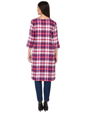round neck checkered tunic - 15621207 - Standard Image - 3