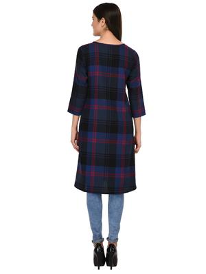 round neck plaid tunic - 15621208 - Standard Image - 3
