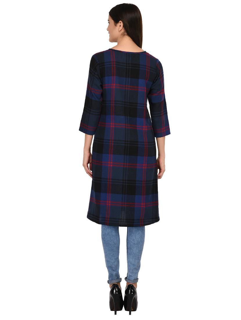 round neck plaid tunic - 15621208 - Zoom Image - 3