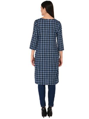 round neck checkered tunic - 15621209 - Standard Image - 3
