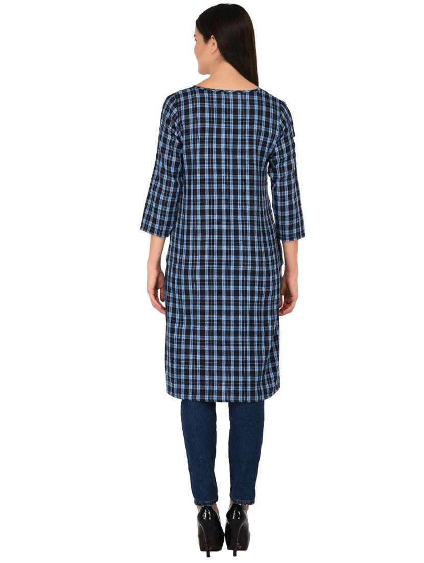 round neck checkered tunic - 15621209 - Zoom Image - 3