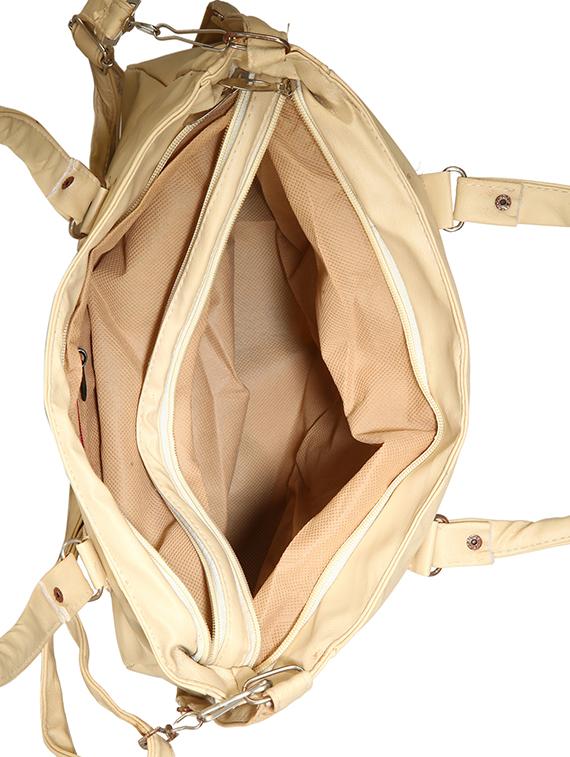 beige leatherette (pu) regular handbag - 15621257 - Zoom Image - 3
