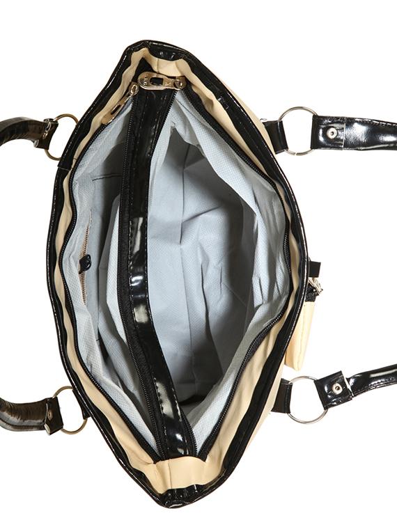 beige leatherette (pu) regular handbag - 15621261 - Zoom Image - 3