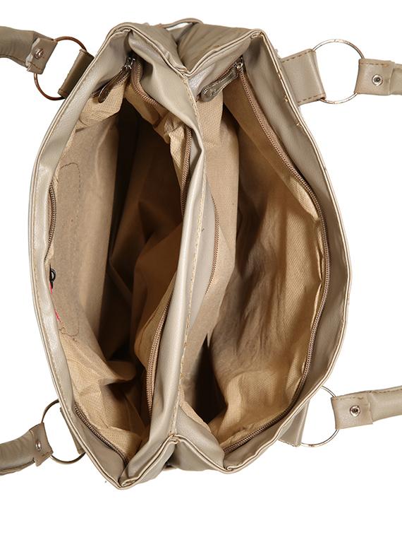 beige leatherette (pu) regular handbag - 15621269 - Zoom Image - 3