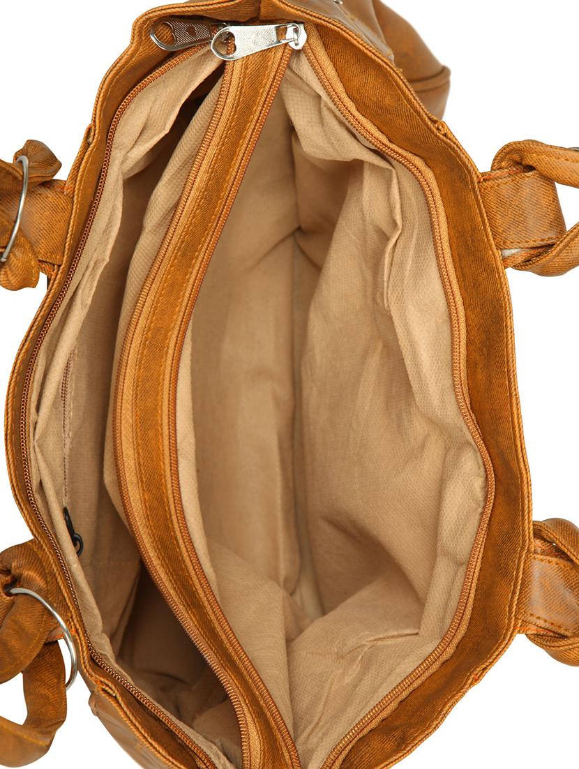 brown leatherette (pu) regular handbag - 15621279 - Zoom Image - 3