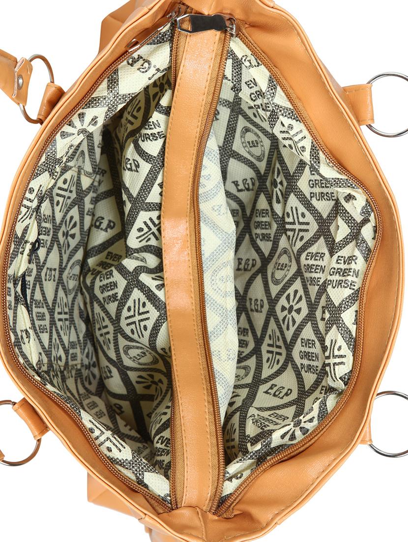 brown leatherette (pu) regular handbag - 15621288 - Zoom Image - 3