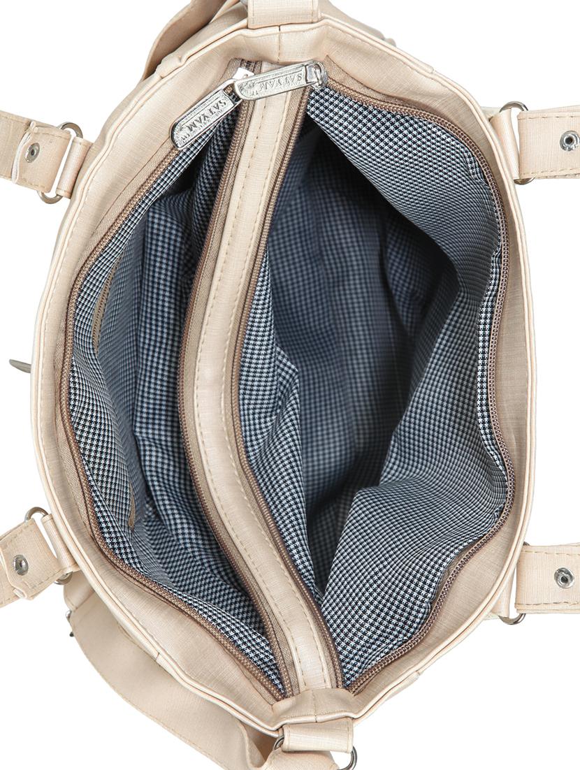 beige leatherette (pu) regular handbag - 15621295 - Zoom Image - 3