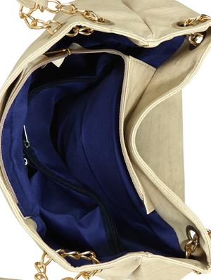 beige leatherette (pu) regular handbag - 15621323 - Standard Image - 3