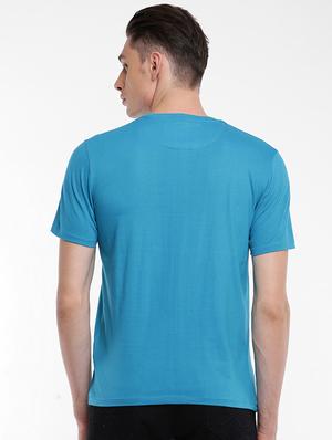 blue cotton chest print t-shirt - 15621447 - Standard Image - 3