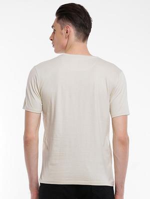beige cotton chest print t-shirt - 15621448 - Standard Image - 3