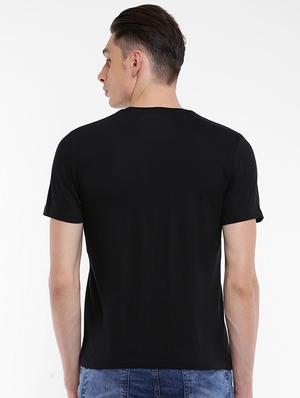 black cotton chest print t-shirt - 15621449 - Standard Image - 3