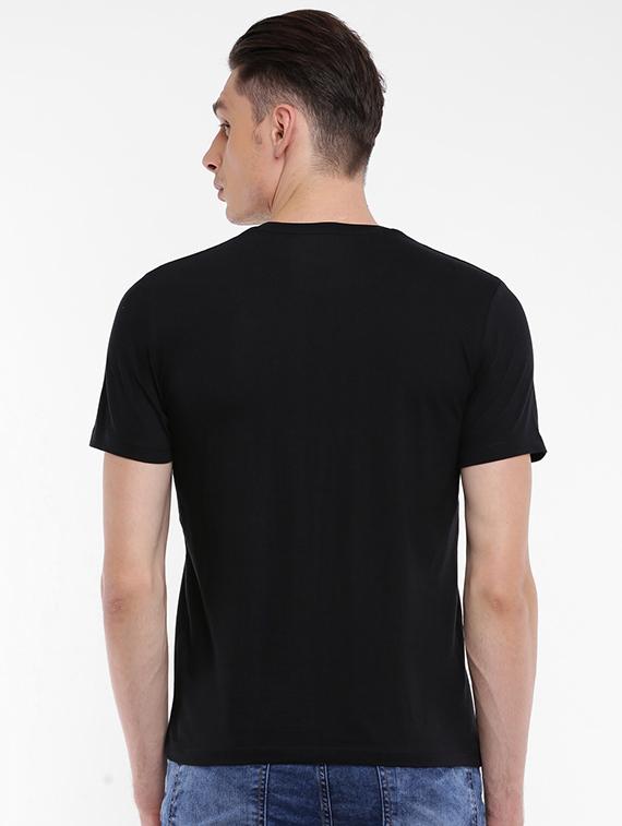 black cotton chest print t-shirt - 15621449 - Zoom Image - 3