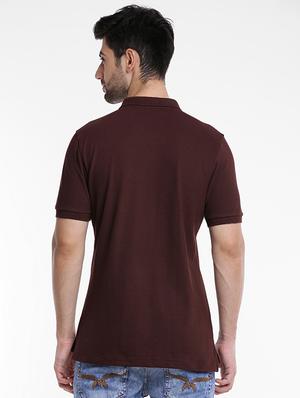 brown solid polo t-shirt - 15621450 - Standard Image - 3